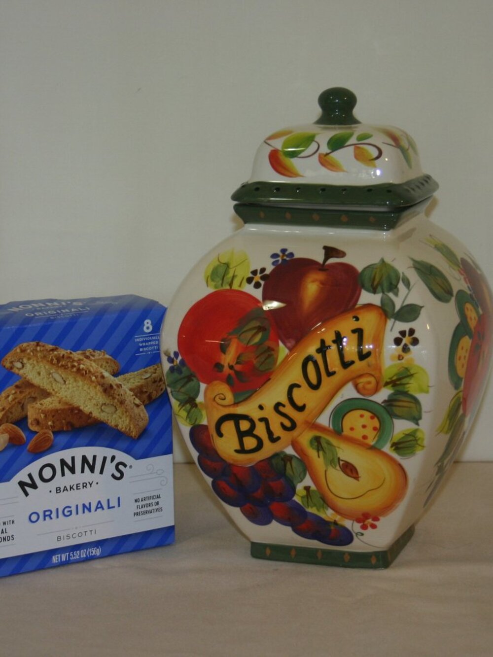BISCOTTI Large Hand Made for Nonni's Canister Cookie Jar B-326